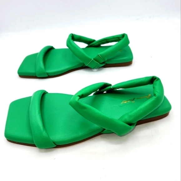 Massimo Matteo Tubular straps Emerald Green Sandals Size 6 M - Picture 1 of 8
